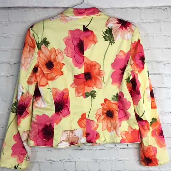 Chadwick's Blazer‎ Womens 8 Petite Yellow Floral Spring Colorful Gardencore - Picture 8 of 9